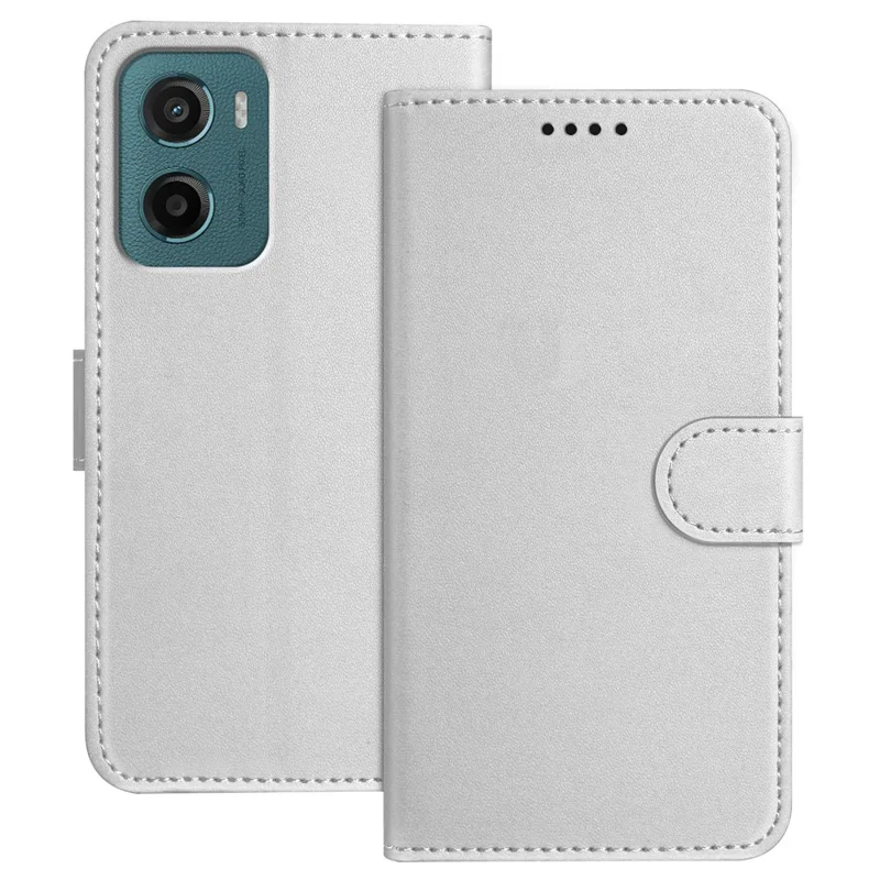 For Motorola Moto E15 4G / Motorola Moto G05 4G Leather Case Wallet Stand Solid Color Anti Drop Phone Cover - Black-Cellmalls