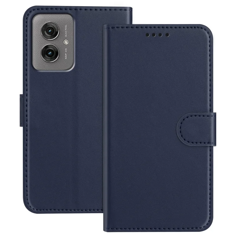 For Motorola Moto G55 5G Leather Case Wallet Stand Solid Color Anti Drop Phone Cover - Black-Cellmalls
