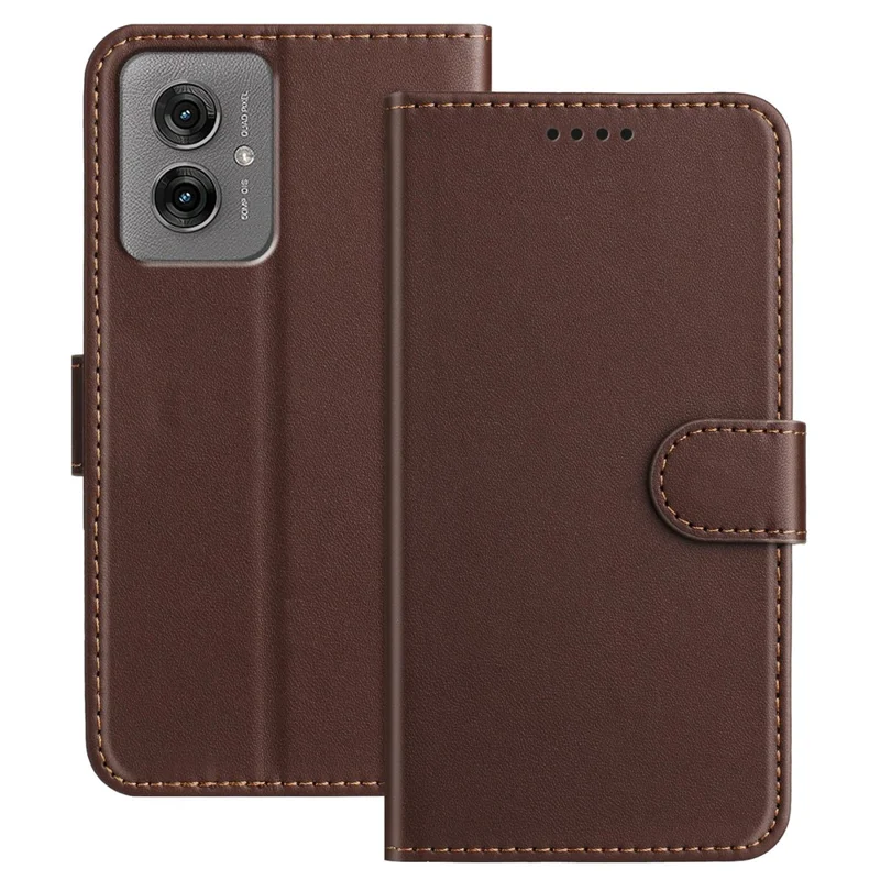 For Motorola Moto G55 5G Leather Case Wallet Stand Solid Color Anti Drop Phone Cover - Black-Cellmalls