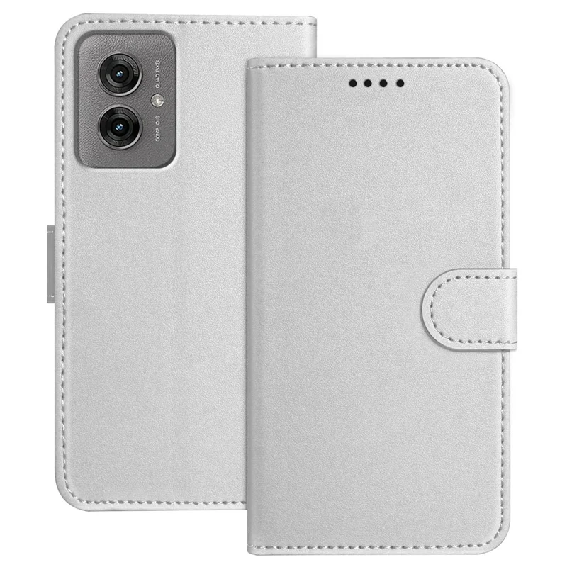 For Motorola Moto G55 5G Leather Case Wallet Stand Solid Color Anti Drop Phone Cover - Black-Cellmalls