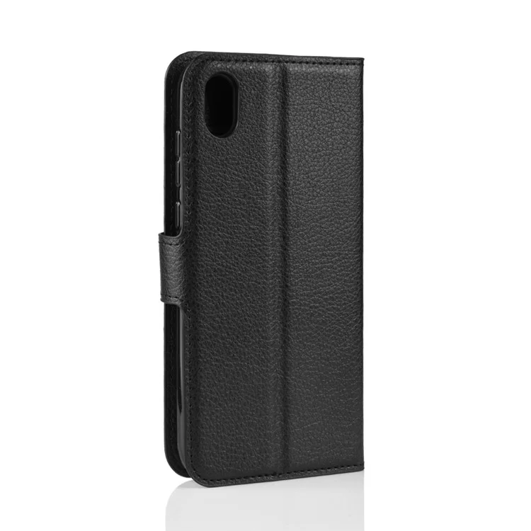 Litchi Skin PU Leather Magnetic Wallet Stand Case for Huawei Y5 (2019) / 8S - Black-Cellmalls