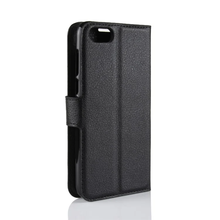 Litchi Skin Wallet Leather Stand Case for Huawei Y5 Prime (2018) / Y5 (2018) - Black-Cellmalls