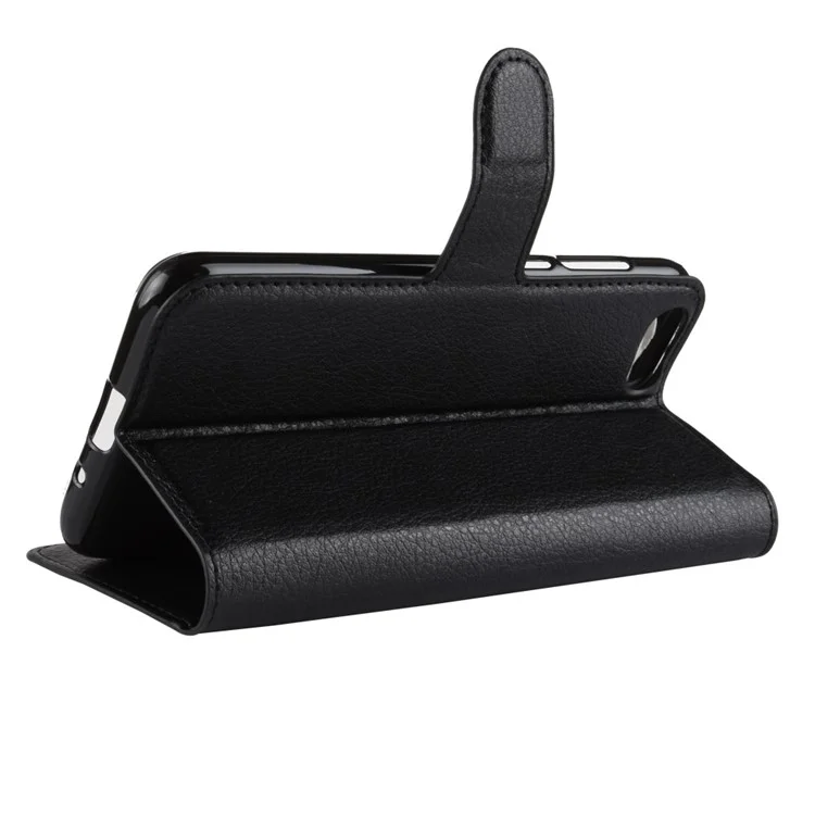 Litchi Skin Wallet Leather Stand Case for Huawei Y5 Prime (2018) / Y5 (2018) - Black-Cellmalls