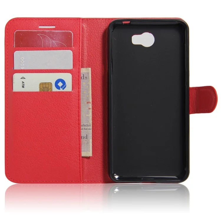 Lychee Skin Wallet Leather Phone Case for Huawei Y5II / Y5II - Red-Cellmalls