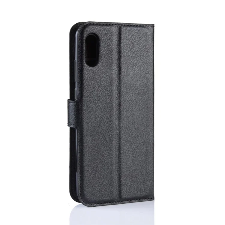 Litchi Texture Wallet Stand Leather Mobile Casing for Huawei Y6 Pro (2019) - Black-Cellmalls