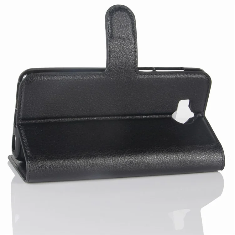 For Huawei Y5 (2017) / Y6 (2017) Litchi Texture PU Leather Card Slots Stand Phone Casing - Black-Cellmalls