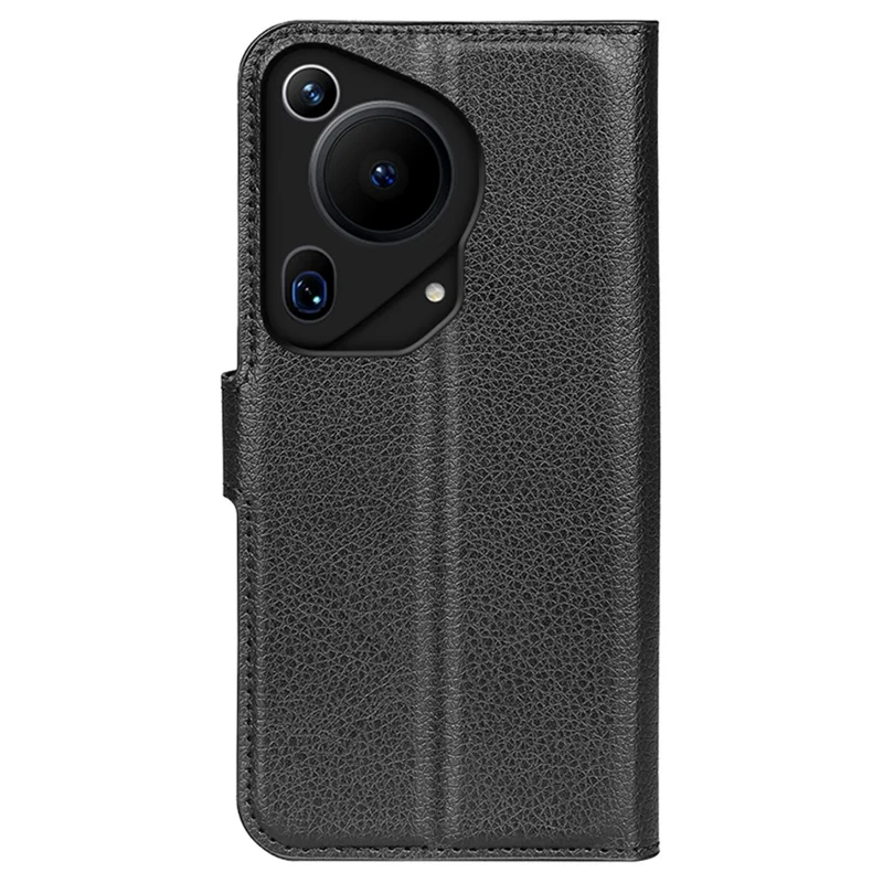For Huawei Pura 70 Ultra Case Litchi Texture Leather Folio Flip Wallet Phone Cover - Black-Cellmalls