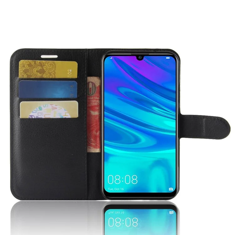 Litchi Texture Wallet Leather Protective Case for Huawei Y7 (2019) - Black-Cellmalls
