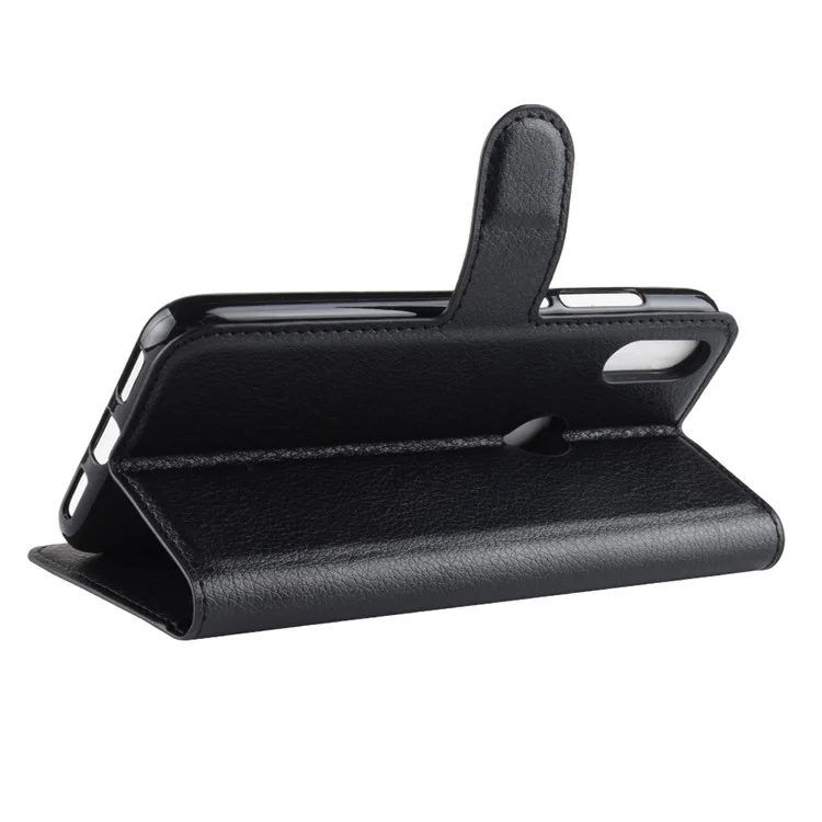 Litchi Texture Wallet Leather Protective Case for Huawei Y7 (2019) - Black-Cellmalls