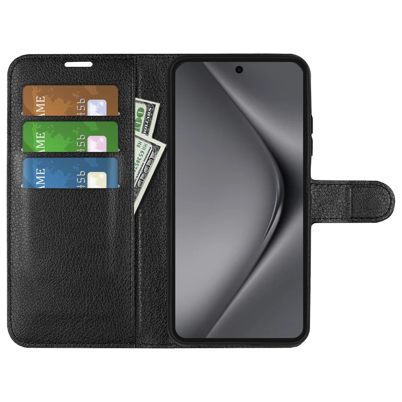 For Huawei Pura 70 Pro / Pura 70 Pro+ Case Litchi Texture Leather Stand Flip Cover - Black-Cellmalls