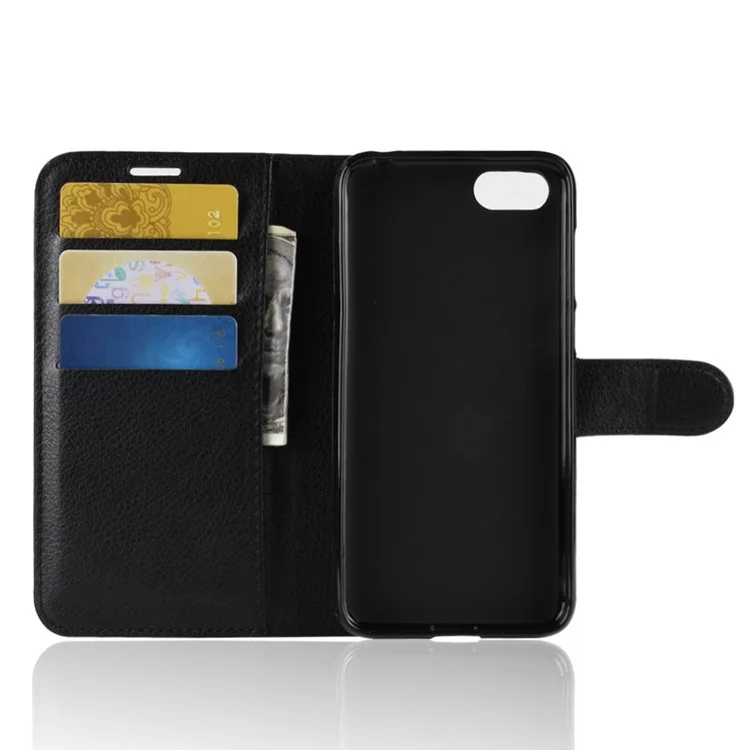Litchi Skin Wallet Leather Stand Case for Huawei Y5 Prime (2018) / Y5 (2018) - Black-Cellmalls