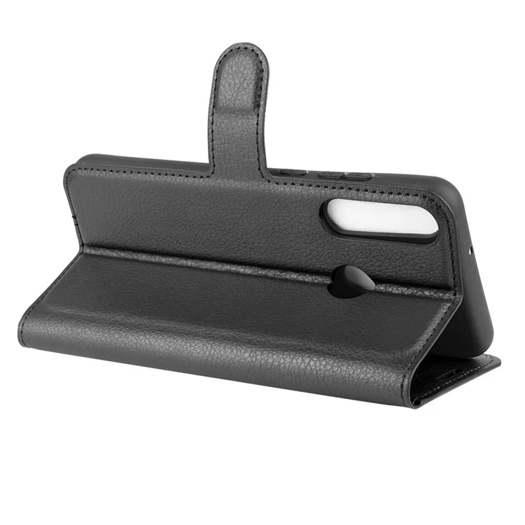 Litchi Skin with Wallet Leather Stand Phone Case for Huawei Y6p - Black-Cellmalls