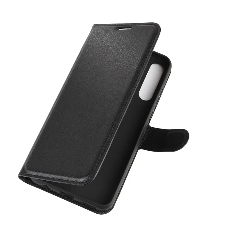 Litchi Skin with Wallet Leather Stand Phone Case for Huawei Y6p - Black-Cellmalls