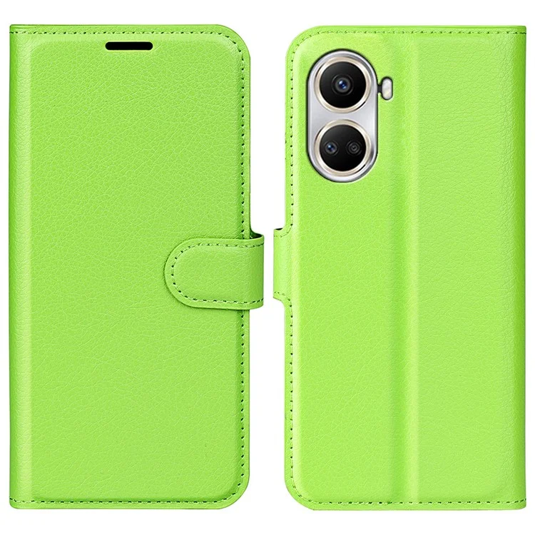 For Huawei nova 10 SE 4G Phone Case with Stand Wallet Litchi Texture PU Leather Folio Flip Magnetic Clasp Anti-scratch Smartphone Cover - Black-Cellmalls