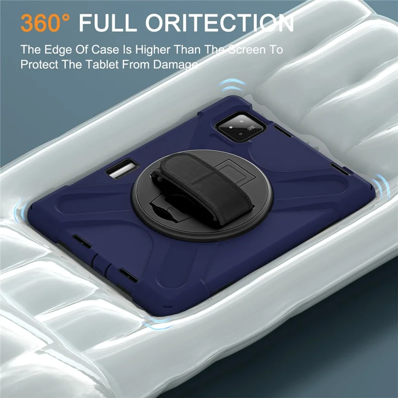 For Xiaomi Pad 7 Kickstand Case TPU PC Silicone Tablet Cover with Shoulder Strap - Navy Blue-Cellmalls