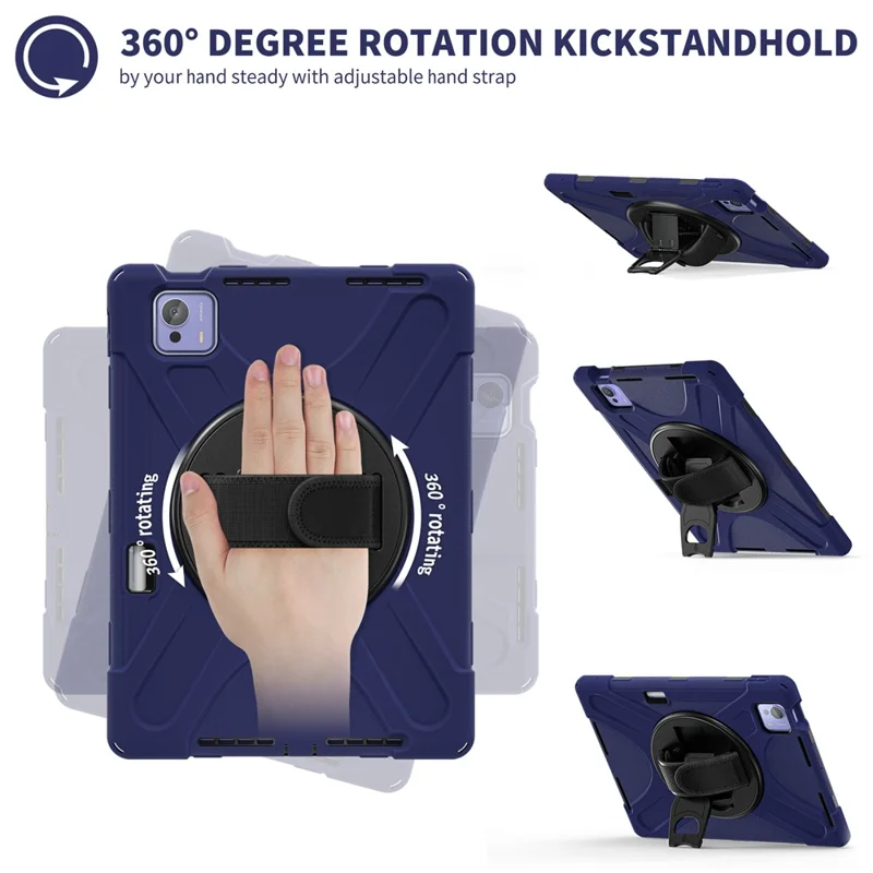 For Xiaomi Pad 7 Ultra Kickstand Case TPU PC Silicone Tablet Cover with Shoulder Strap - Navy Blue-Cellmalls