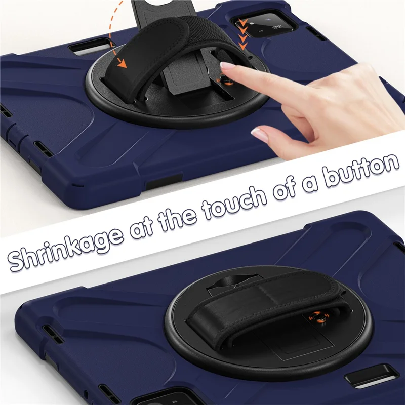 For Xiaomi Pad 7 Kickstand Case TPU PC Silicone Tablet Cover with Shoulder Strap - Navy Blue-Cellmalls