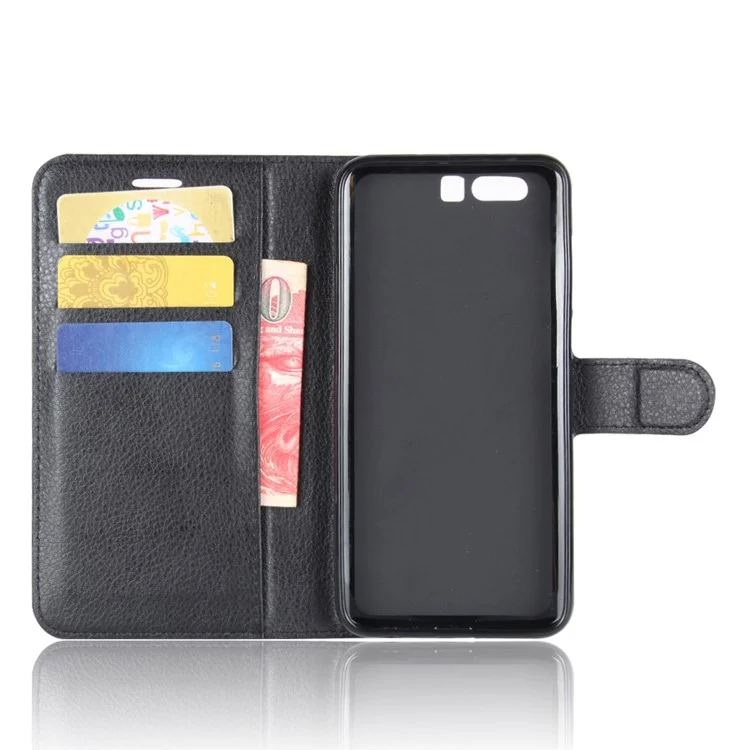 For Huawei Honor 9 Litchi Texture PU Leather Wallet Stand Phone Case Shell - Black-Cellmalls