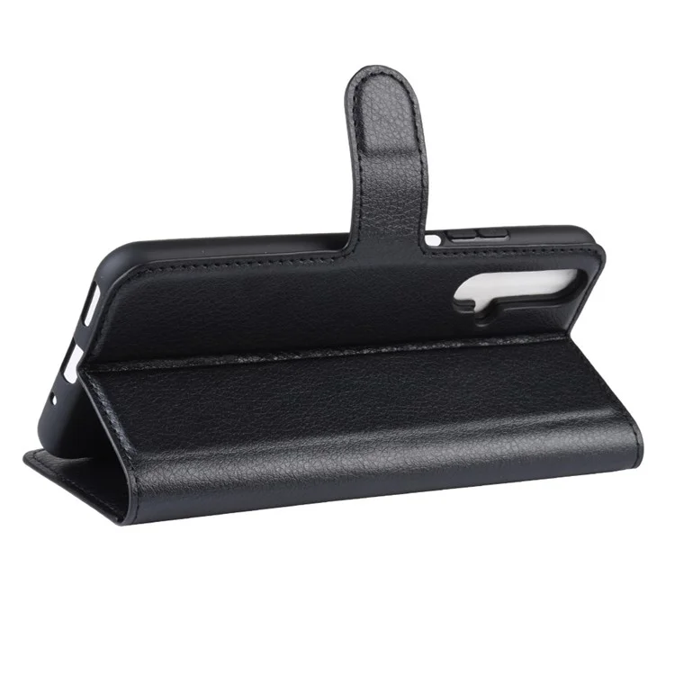 Litchi Skin Leather Wallet Stand Case for Huawei Honor 20S / Honor 20 - Black-Cellmalls