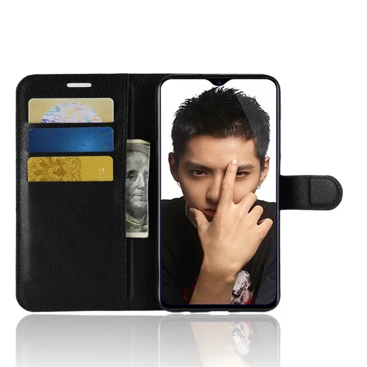 Litchi Texture Wallet Stand Leather Mobile Phone Case for Huawei Honor 8X / Honor View 10 Lite - Black-Cellmalls