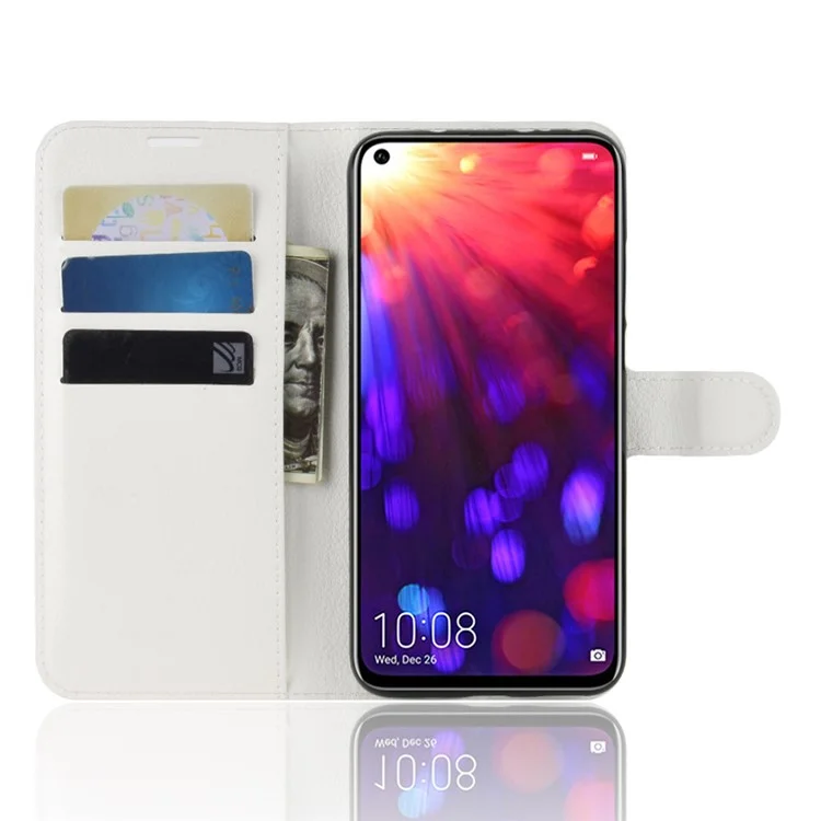 Litchi Texture Wallet Stand Leather Cover for Huawei Honor View 20 / Honor V20 - White-Cellmalls