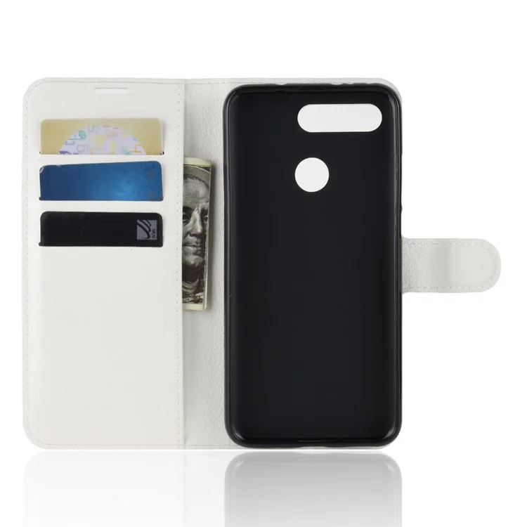 Litchi Texture Wallet Stand Leather Cover for Huawei Honor View 20 / Honor V20 - White-Cellmalls