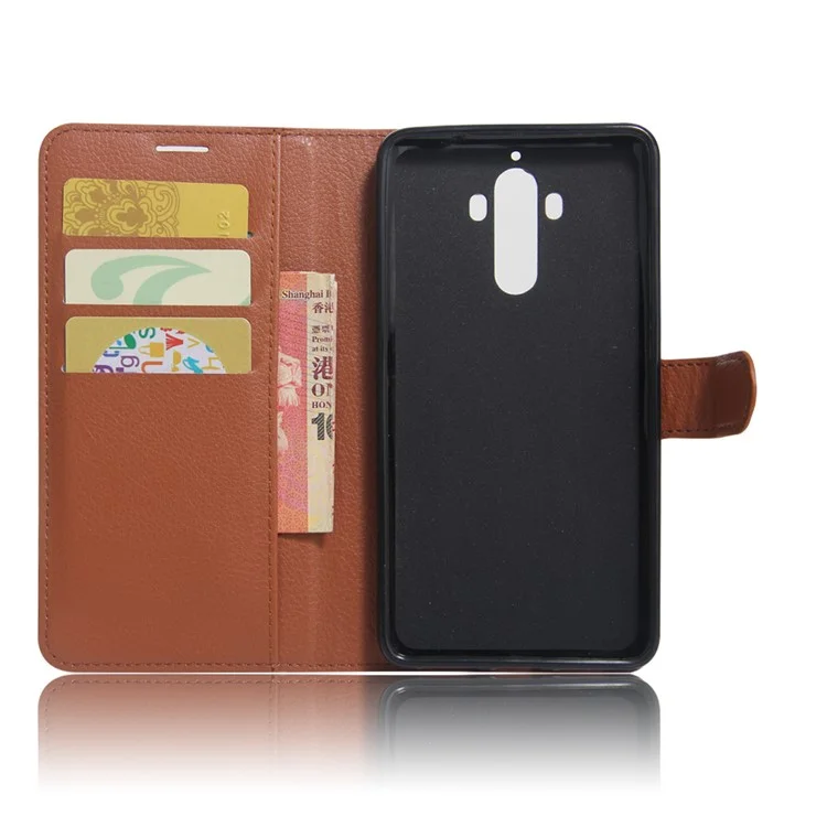 Lychee Grain Wallet Leather Case Accessory for Huawei Mate 9 - Brown-Cellmalls