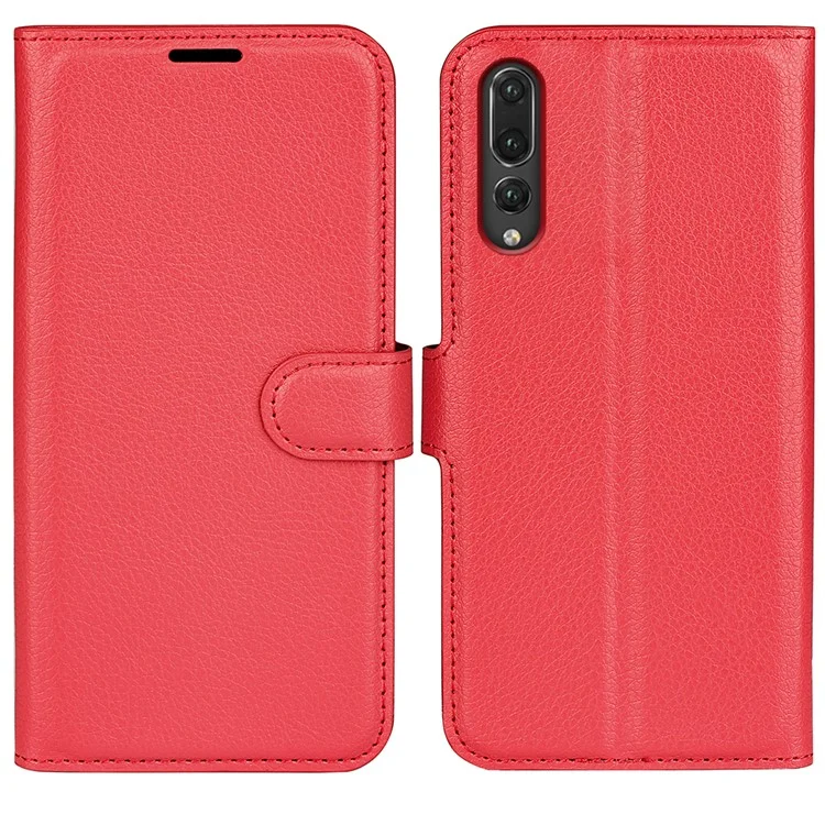 For Huawei P20 Litchi Texture Wallet Stand Leather Phone Accessory Case - Black-Cellmalls