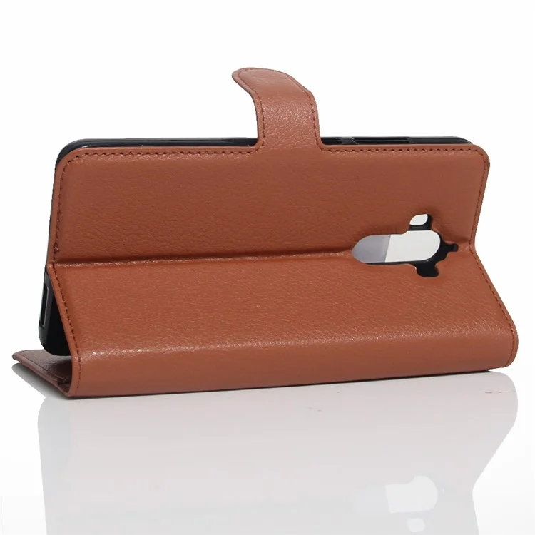 Lychee Grain Wallet Leather Case Accessory for Huawei Mate 9 - Brown-Cellmalls