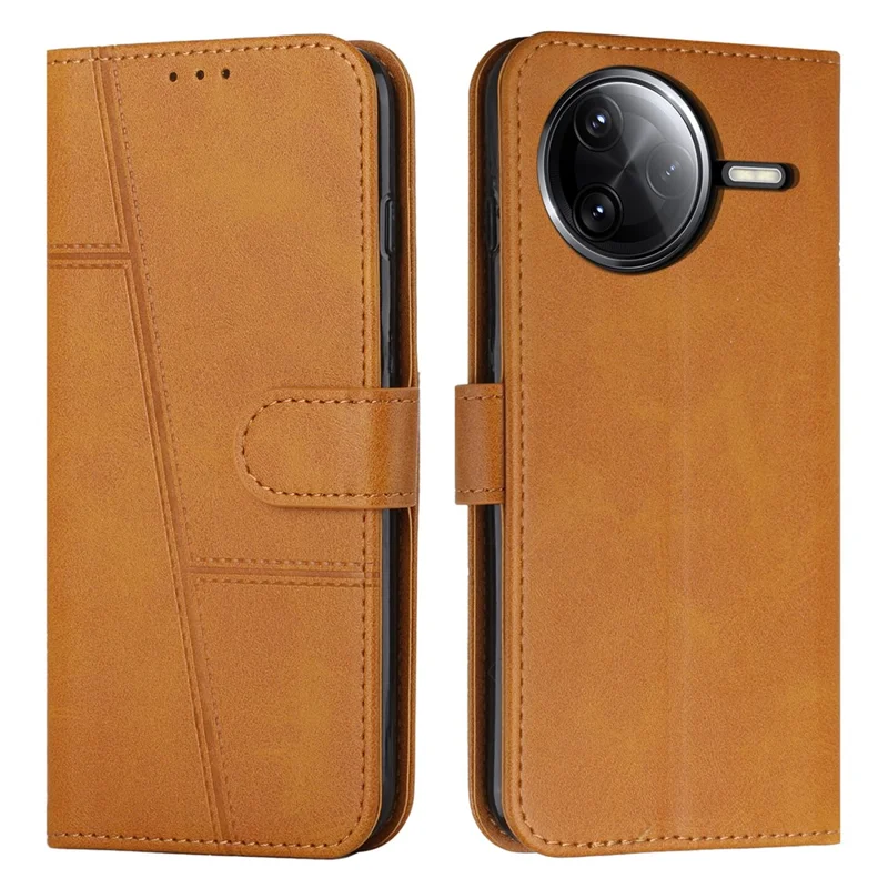 Leather Case for Xiaomi Poco F7 Pro 5G / F7 Ultra 5G / Redmi K80 5G / K80 Pro 5G Stand Protective Phone Cover - Brown-Cellmalls