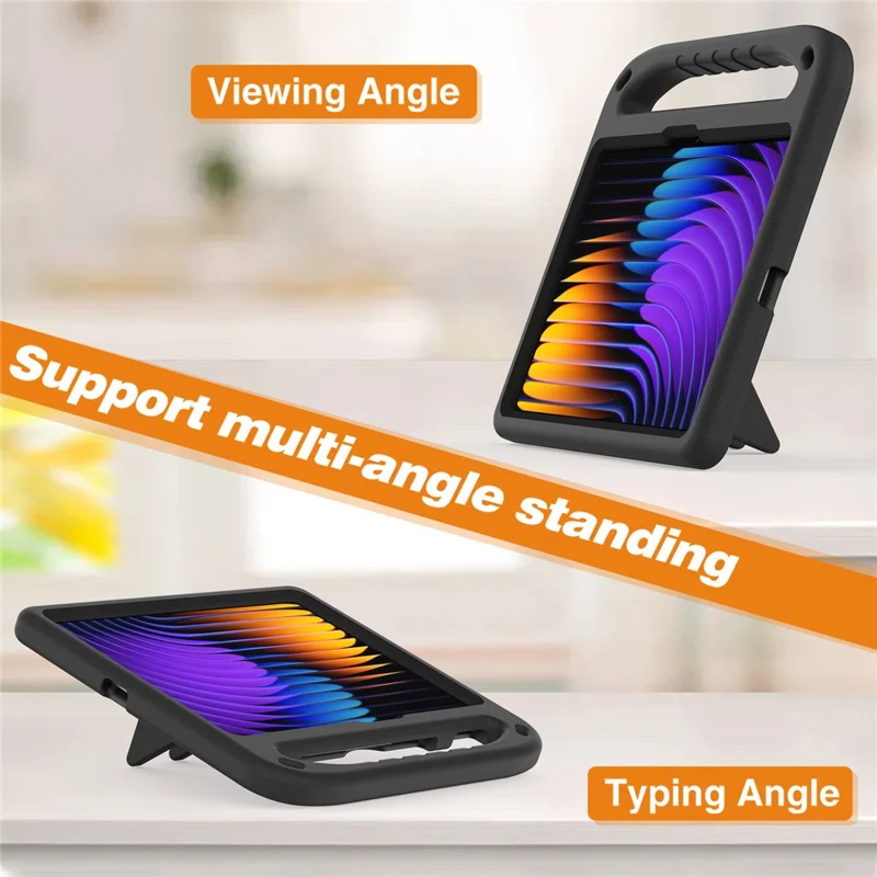 For Xiaomi Pad 7 Pro  /  Pad 7 Case Hand Grip Kickstand Tablet EVA Cover - Black-Cellmalls