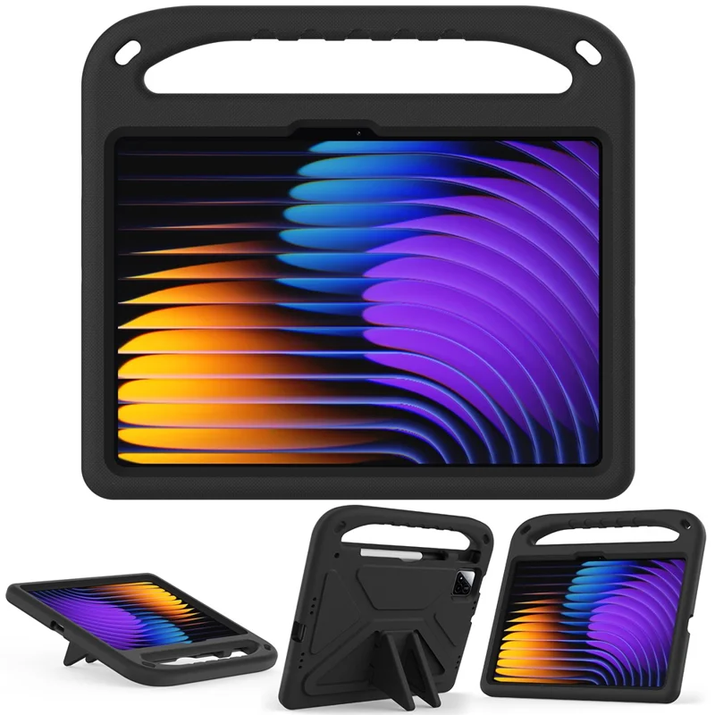 For Xiaomi Pad 7 Pro  /  Pad 7 Case Hand Grip Kickstand Tablet EVA Cover - Black-Cellmalls