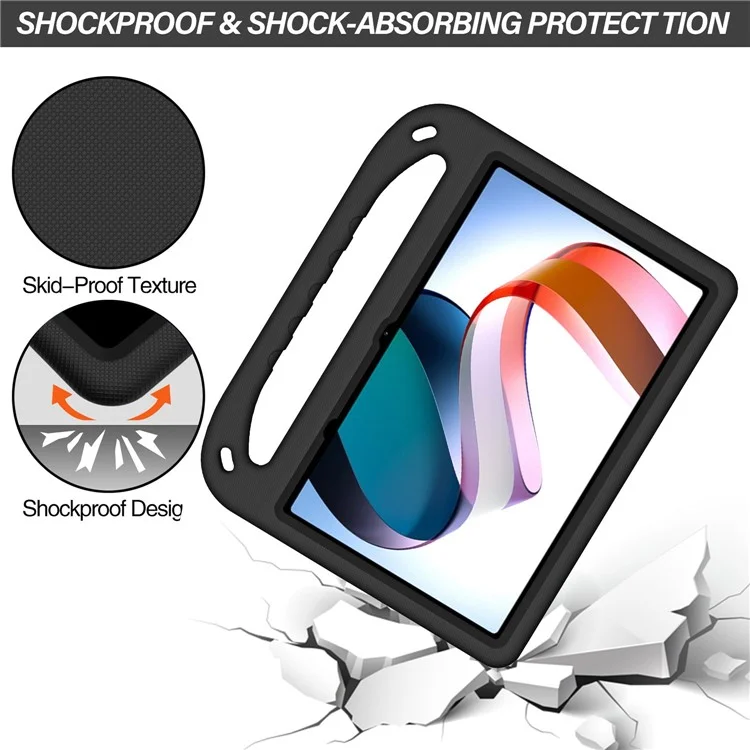For Xiaomi Redmi Pad Drop-proof EVA Tablet Case Foldable Kickstand Portable Hand Grip Protective Cover - Black-Cellmalls
