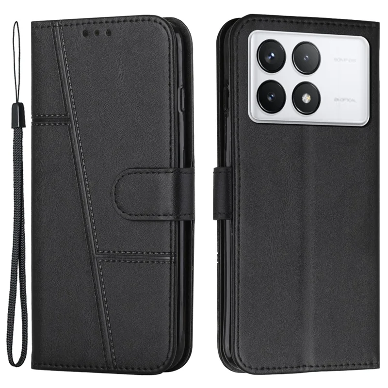 For Xiaomi Redmi K70E 5G / Poco X6 Pro 5G Wallet Case Leather Phone Cover Folding Stand - Black-Cellmalls