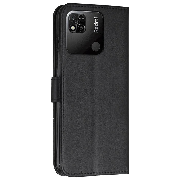 For Xiaomi Redmi 10A/Poco C31/Redmi 9C/9C NFC Stitching PU Leather Protective Case Wallet Function Folio Stand Shockproof Cover with Strap - Black-Cellmalls