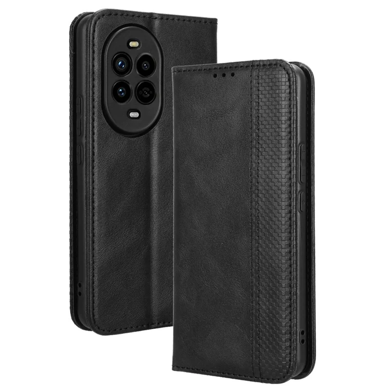 For Huawei nova 13 Pro 5G Leather Case Wallet Stand Retro Texture Phone Cover - Black-Cellmalls