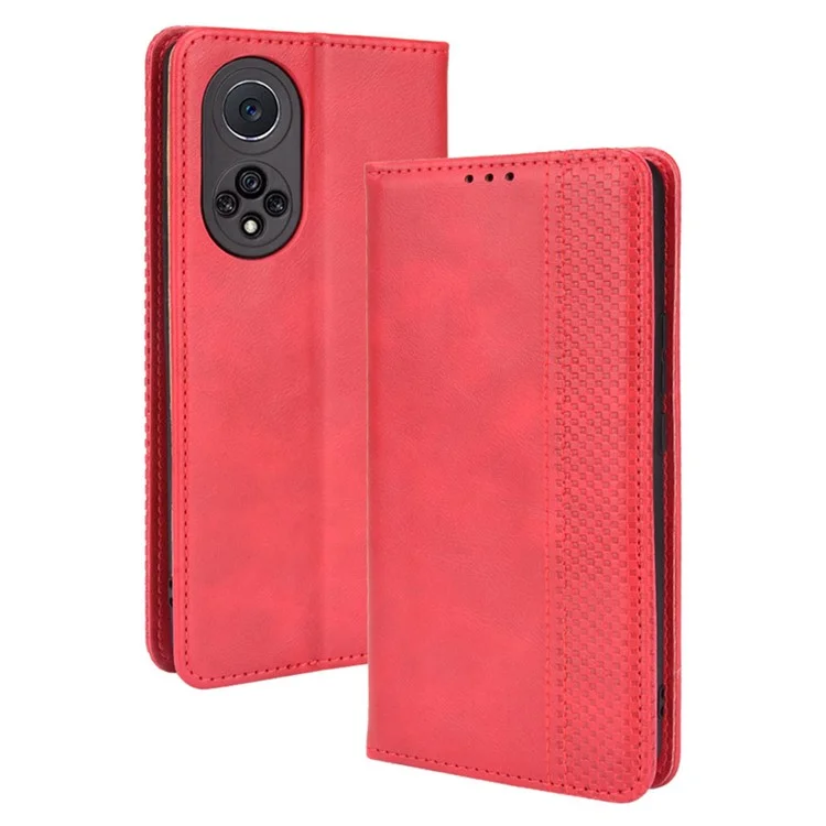 Retro Textured Surface Phone Leather Case Shockproof Wallet Stand Cover for Huawei nova 9 - Black-Cellmalls