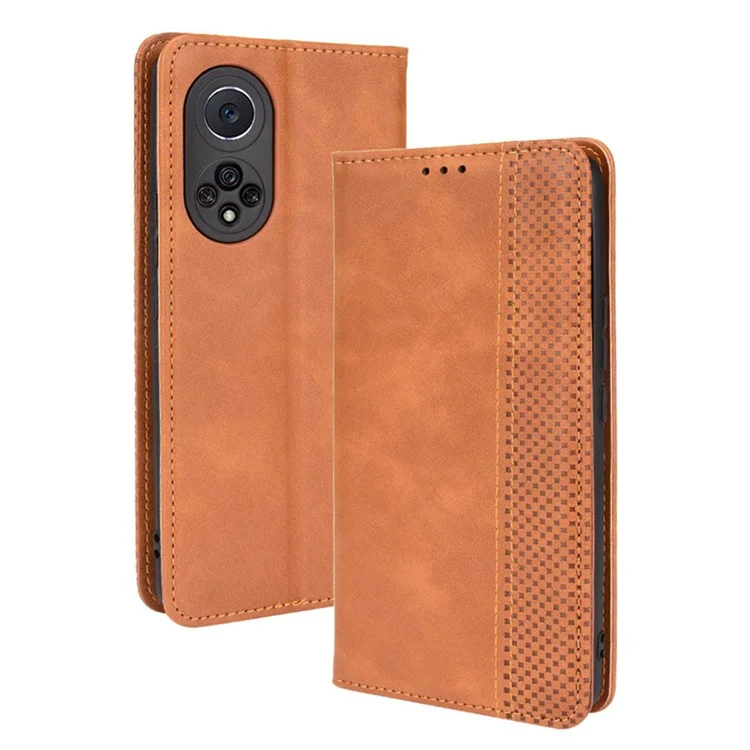 Retro Textured Surface Phone Leather Case Shockproof Wallet Stand Cover for Huawei nova 9 - Black-Cellmalls