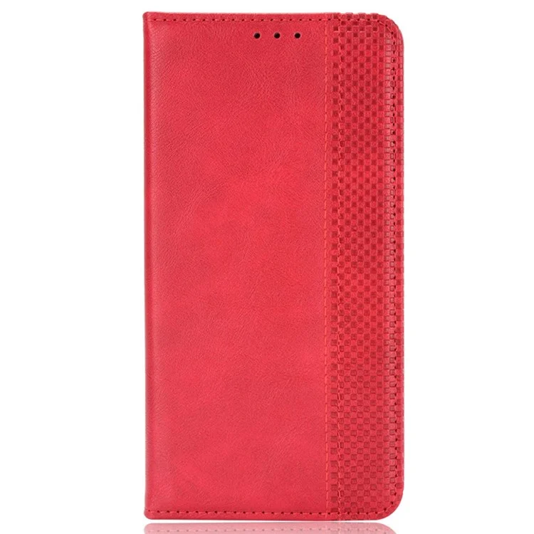 For Huawei nova Y70 4G/nova Y70 Plus 4G PU Leather Retro Texture Anti-wear Cell Phone Case Stand Wallet Shockproof Cover - Red-Cellmalls