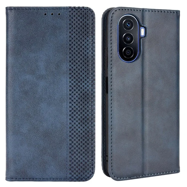 For Huawei nova Y70 4G/nova Y70 Plus 4G PU Leather Retro Texture Anti-wear Cell Phone Case Stand Wallet Shockproof Cover - Red-Cellmalls