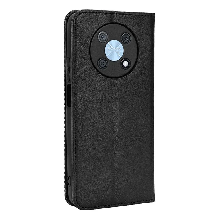 Huawei nova Y90 4G / Enjoy 50 Pro 4G Vintage PU Leather Phone Case Drop-proof Flip Wallet Cover Stand Protective Shell - Black-Cellmalls