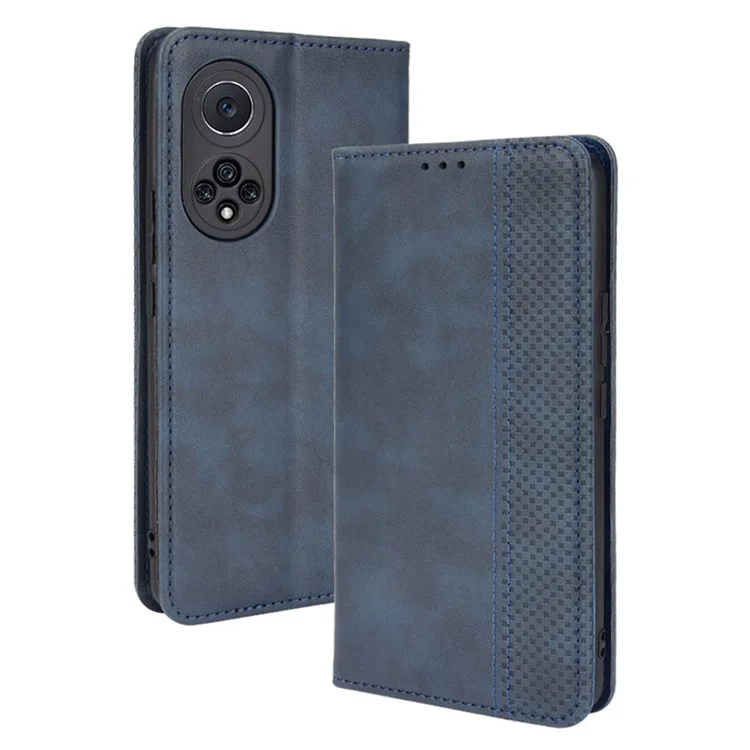 Retro Textured Surface Phone Leather Case Shockproof Wallet Stand Cover for Huawei nova 9 - Black-Cellmalls