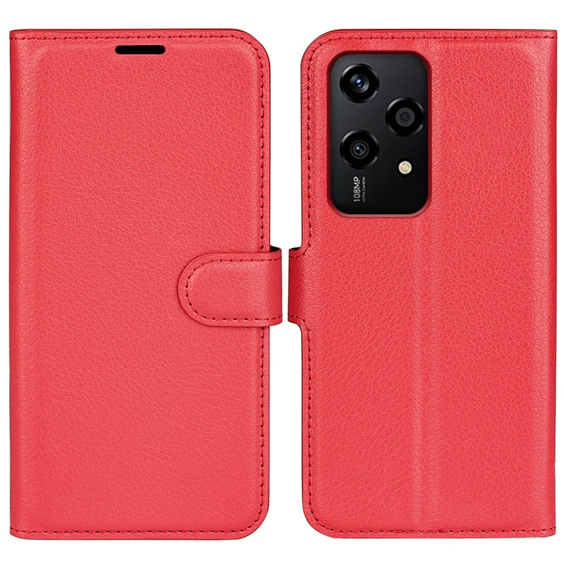 For Honor 200 Lite Case Litchi Texture Leather Flip Wallet Phone Cover - Black-Cellmalls