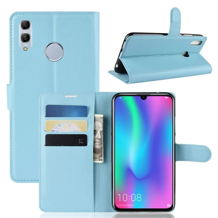 Litchi Texture Wallet Leather Cell Phone Cover for Huawei Honor 10 Lite / P Smart (2019) Mobile Phone Shell - Black-Cellmalls