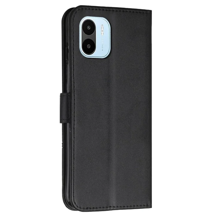 For Xiaomi Redmi A1 4G / A2 4G Simple Style Phone Cover Stitching Design Wallet Anti-scratch PU Leather Stand Case with Strap - Black-Cellmalls