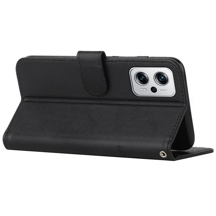 For Xiaomi Redmi Note 11T Pro 5G / Note 11T Pro+ 5G / Note 12T Pro 5G / Poco X4 GT 5G / Redmi K50i 5G Cell Phone Case Wallet Anti-dust Imprinted Stitching PU Leather Phone Stand Shell with Strap - Black-Cellmalls