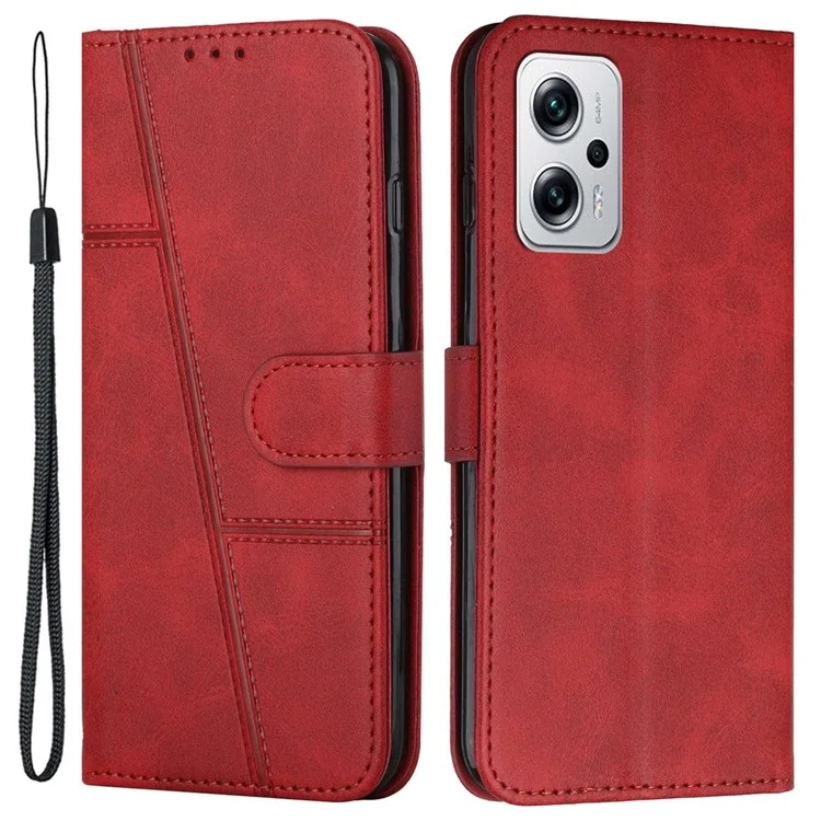 For Xiaomi Redmi Note 11T Pro 5G / Note 11T Pro+ 5G / Note 12T Pro 5G / Poco X4 GT 5G / Redmi K50i 5G Cell Phone Case Wallet Anti-dust Imprinted Stitching PU Leather Phone Stand Shell with Strap - Black-Cellmalls