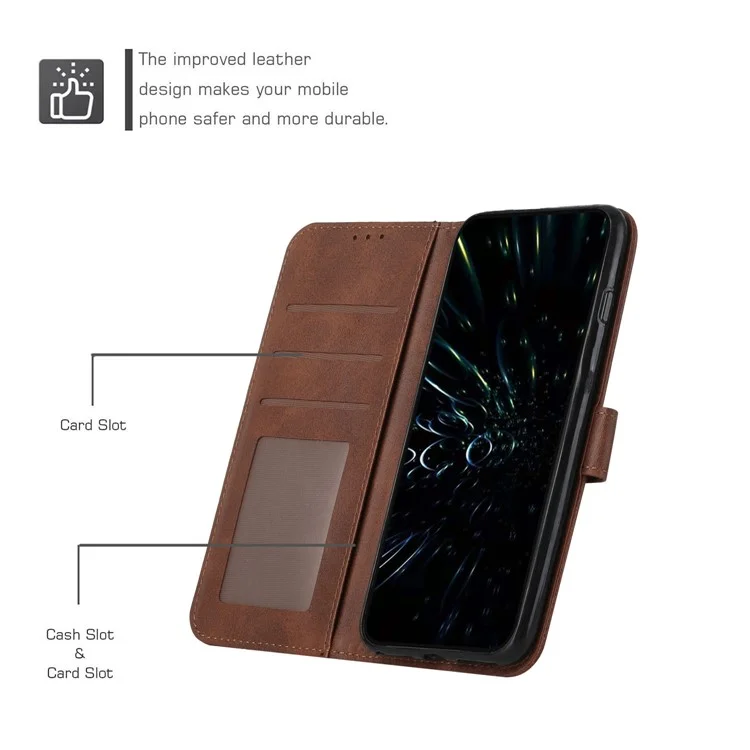 For Xiaomi Poco F5 Pro 5G / Redmi K60 Pro 5G / K60 5G Protective Phone Cover Stand Wallet Leather Cell Phone Case with Strap - Brown-Cellmalls