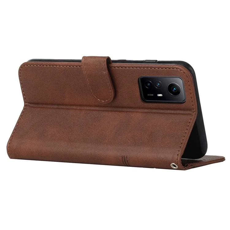For Xiaomi Redmi Note 12S 4G PU Leather Phone Case Wallet Stand Anti-scratch Phone Cover - Brown-Cellmalls