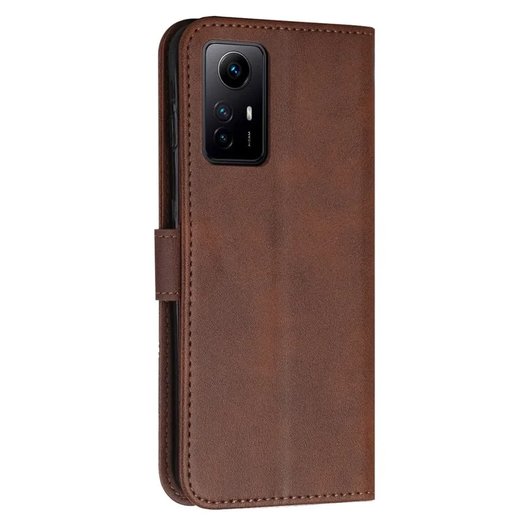 For Xiaomi Redmi Note 12S 4G PU Leather Phone Case Wallet Stand Anti-scratch Phone Cover - Brown-Cellmalls